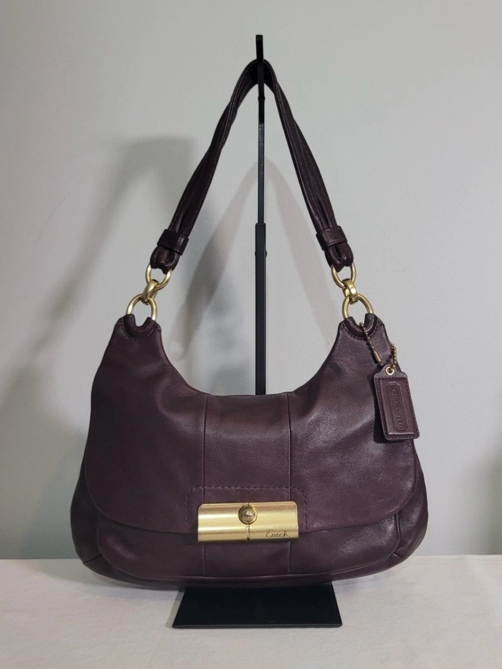 Coach Kristin 16931 Deep Plum Burgundy Leather Hobo Shoulder Bag Y2K